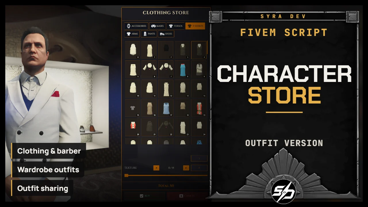 Character Store (Clothing, Barber, Tattoo) - OUTFIT VERSION